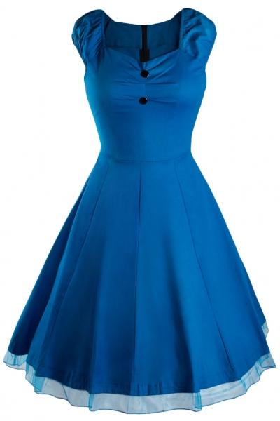 Oasap Chic Mesh Paneled Button Decoration Dress