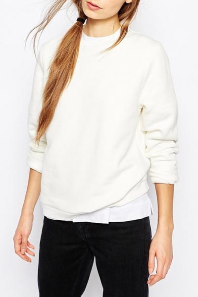 Oasap Simple Round Neckline Sweatshirt