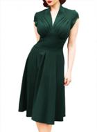 Oasap Vintage V Neck Cap Sleeve Swing Midi Dress