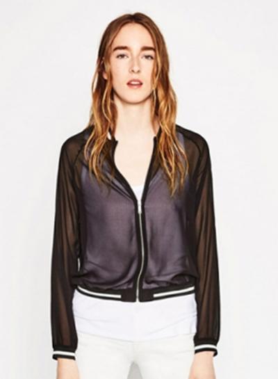 Oasap Women's Zip Front Chiffon Thin Coat