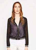 Oasap Women's Zip Front Chiffon Thin Coat