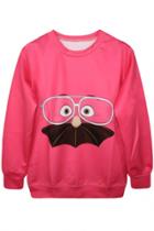 Oasap Casual Lovely Cartoon Print Hot Pink Sweatshirt