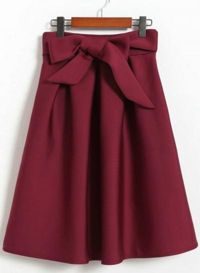 Oasap Fashion Bow Waist A-line Pleated Skirt