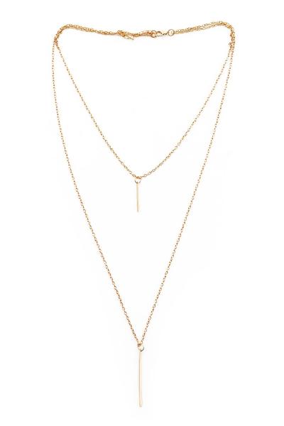 Oasap Golden Tone Double-layred Pendent Necklace
