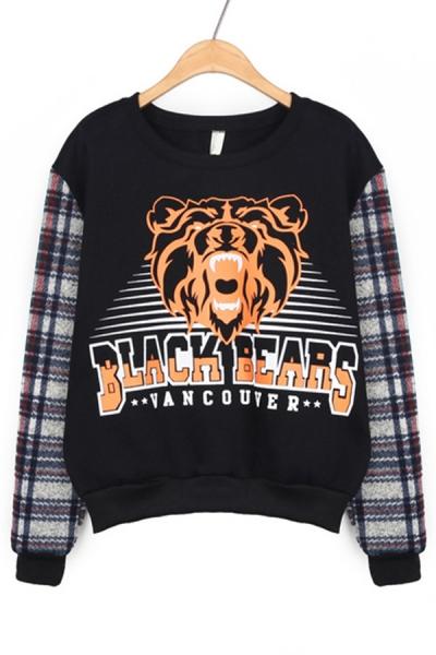 Oasap Paneled Tiger Fleece Sweatshirt