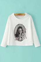 Oasap Fashion Character Embroidery Beaded Sweatshirt