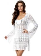 Oasap White Lacy Crochet Beach Tunic