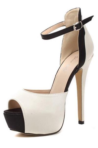 Oasap Gorgeous Peep Toe Color Block Stiletto Heels