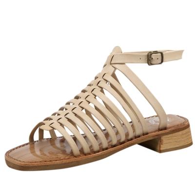 Oasap Open Toe Buckle Strap Low Heels Gladiator Sandals