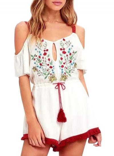 Oasap Women's Casual Spaghetti Strap Cold Shoulder Summer Romper