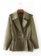 Oasap Turn-down Collar Long Sleeve Elastic Waist Short Trench Coat