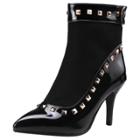 Oasap Pointed Toe Square Rivet Stiletto Heels Boots