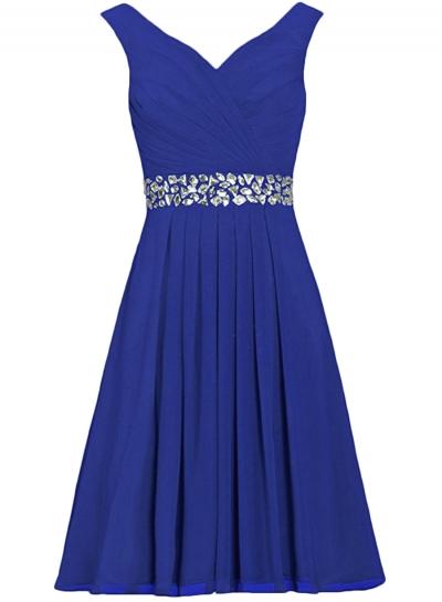 Oasap V Neck Sleeveless Rhinestone Cocktail Bridesmaid Dress