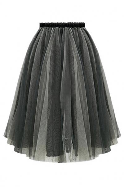 Oasap Light Chocolate Double-layer Tulle Skirt