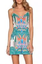 Oasap Summer Tropical Print Cami Romper