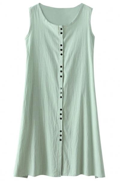Oasap Candy Color Button Down A-line Dress