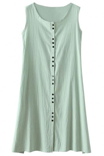 Oasap Candy Color Button Down A-line Dress