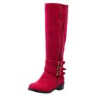 Oasap Fashion Round Toe Block Heels Solid Color Mid-calf Boots