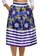 Oasap High Waist Floral Stripe A-lined Midi Skirt