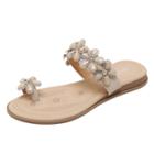 Oasap Rhinestone Flower Decoration Flats Sandals