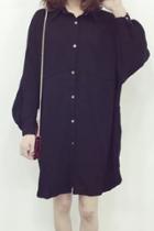 Oasap Fashion Solid Batwing Sleeve Button Down Shirt Dress