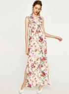 Oasap Sleeveless Backless Slit Floral Print Maxi Dress