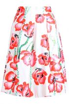 Oasap Rose Floral Print Pleated Swing Skirt