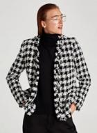 Oasap Plaid Long Sleeve Raw Edge Open Front Coat