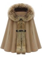 Oasap Fuax Fur Hooded Cape Style Coat