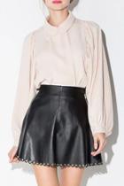 Oasap Fashion Eyelet Side Zip Decoration Pu A-line Skirt