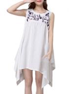 Oasap Women's National Wind Embroidery Print Sleeveless Asymmetric Dress
