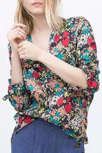 Oasap Vintage Floral Pullover Blouse