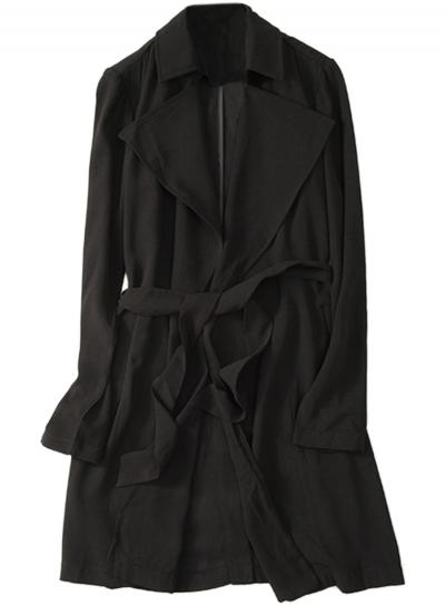 Oasap Women's Solid Open Front Draped Trench Coat With Belt