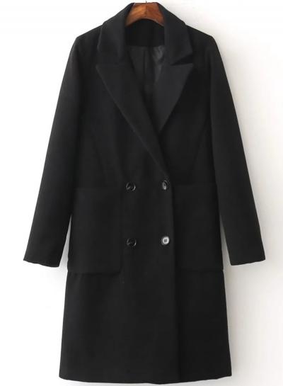 Oasap Fashion Solid Long Sleeve Double Breasted Trench Coat