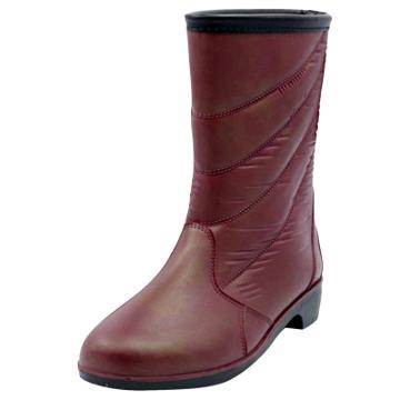 Oasap Women's Fashion Solid Color Round Toe Pvc Fleece Inside Rain Boots