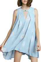 Oasap Women's Cut Out Front Sleeveless Printed Loose Mini Dress