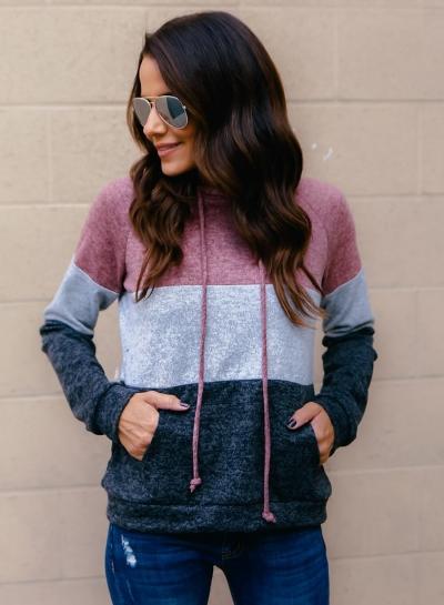 Oasap Fashion Color Block Pullover Hoodie With Pocket