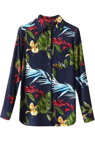 Oasap Chic Printing Button Down Shirt