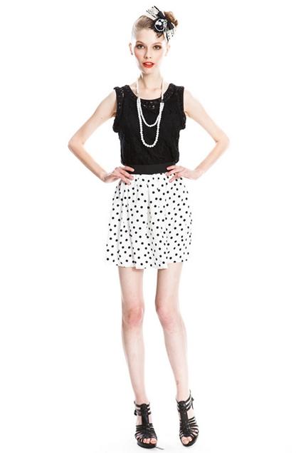 Oasap Dots Printing Elastic Waist Mini Skirt