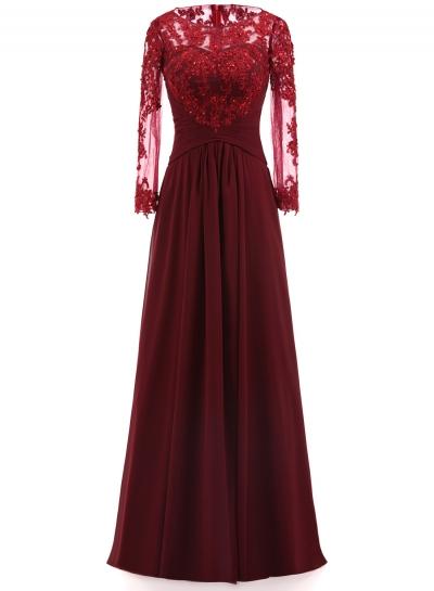 Oasap Fashion Long Sleeve Lace Panel Prom Dress