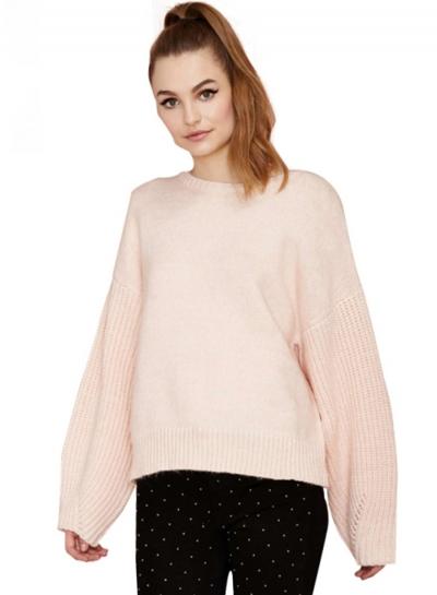 Oasap Women's Sweet Lantern Sleeve Oversize Knit Sweater
