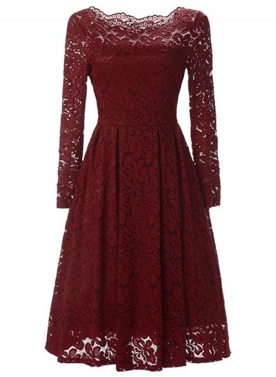 Oasap Long Sleeve Lace Midi Party Dress