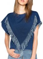 Oasap Women's Casual Short Sleeve Tasseled Pullover Denim Top T-shirt