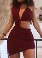 Oasap Elastic Waist Cut Out Bodycon Dress
