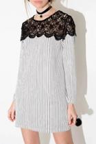 Oasap Fashion Lace Pameled Stripe Mini Dress