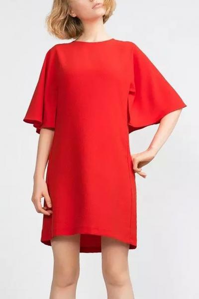 Oasap Simple Batwing Sleeve Keyhole Back Shift Dress