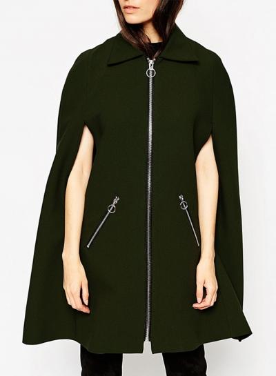 Oasap O Ring Loose Fit Cape Style Coat