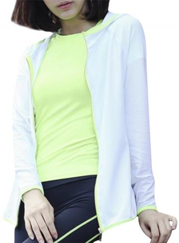 Oasap Women's Full-zip Workout Yoga Running Sports Hooded Jacket Top