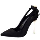 Oasap Pointed Toe Bow Suede Slip-on Stiletto Pumps