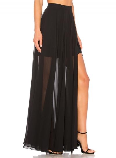 Oasap Fashion Solid Color Slit Skirt